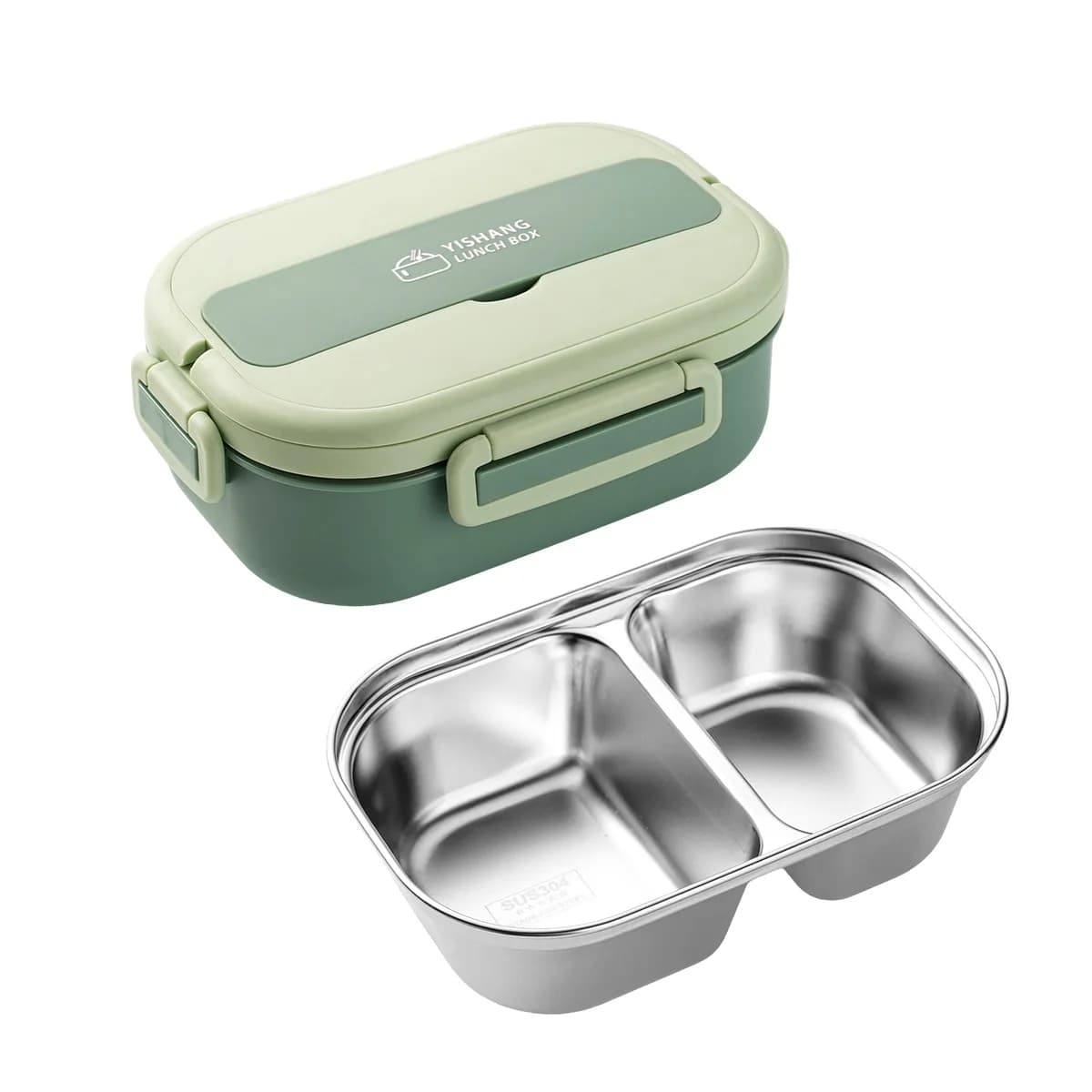 Lunch Box in acciaio inossidabile 304 con cucchiai e bacchette, scatola da pranzo isolata portatile per studenti e impiegati Bento Box diviso