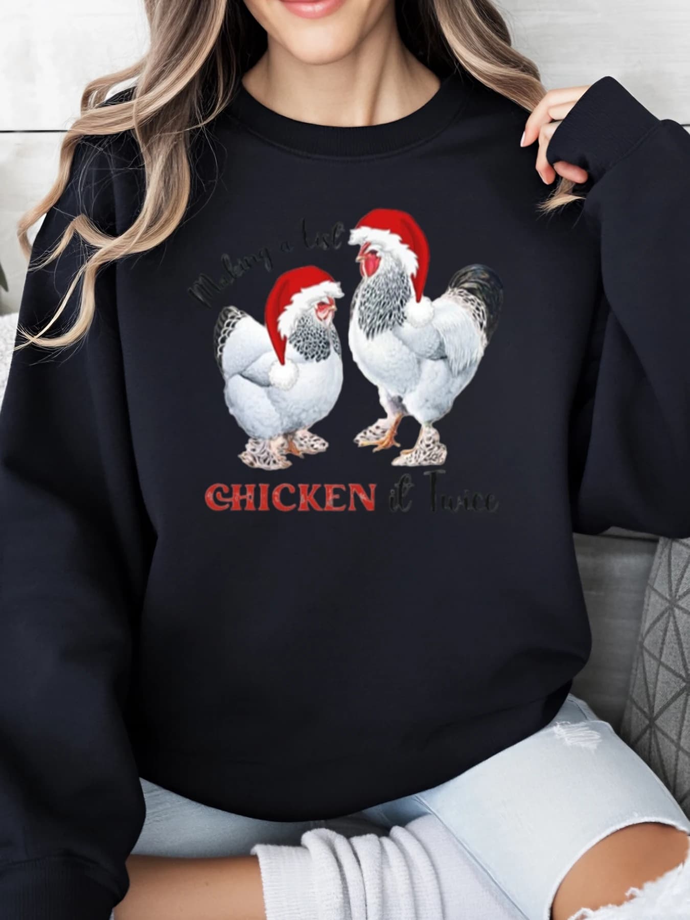 Santa Claus Christmas Holiday Printed Sweatshirt for Women's Casual Clothing For Vacation