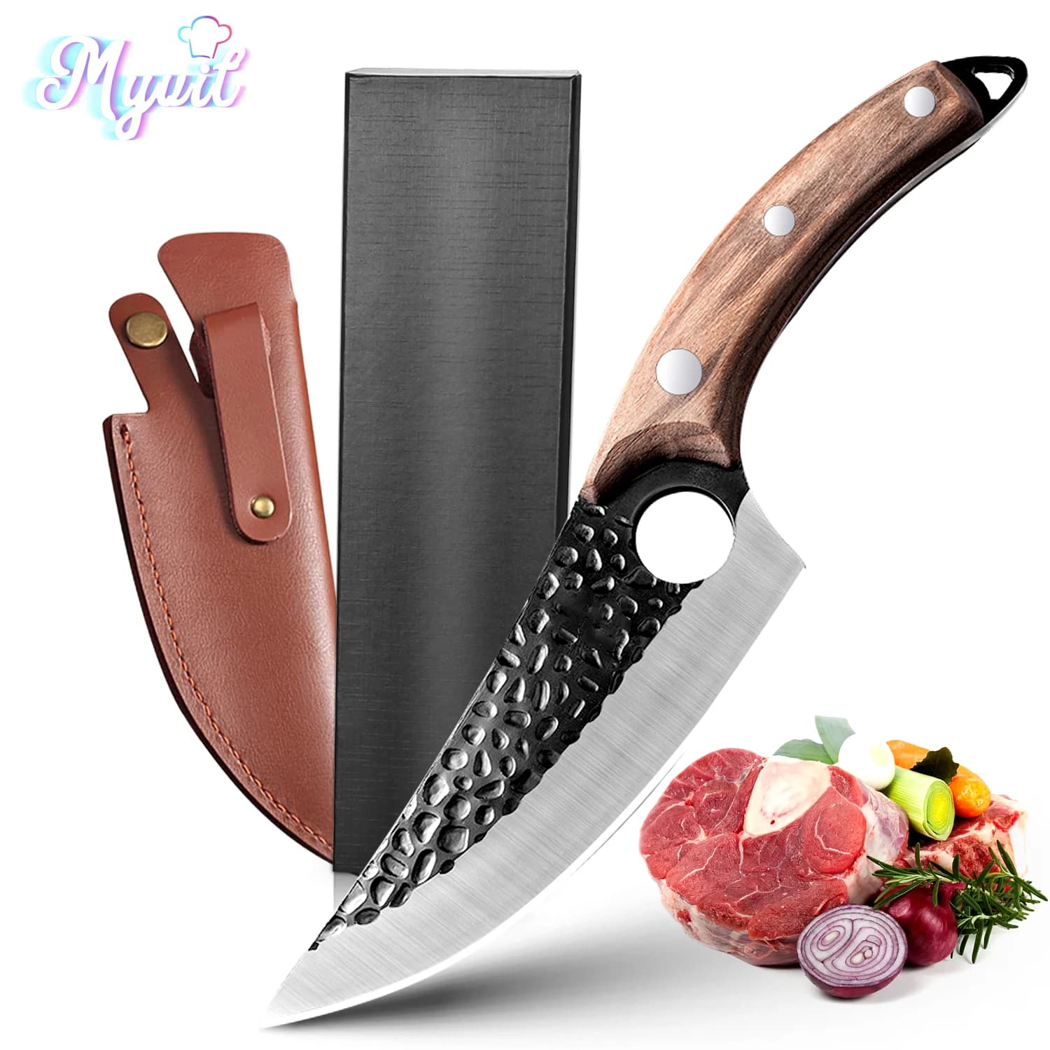 Coltello per disossare da cucina forgiato fatto a mano Mannaia per carne Taglierina per verdure Coltello da macellaio professionale per chef Strumento di cottura domestico