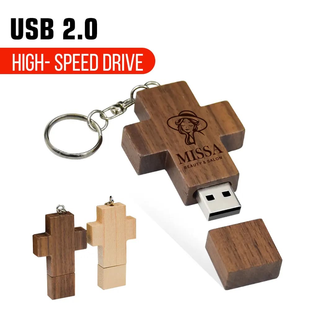 USB (logo gratuito) croce creativa in legno Chiavetta USB 2.0 cristiana 4 GB 8 GB 16 GB 32 GB 64 GB Chiavetta USB Chiavetta USB
