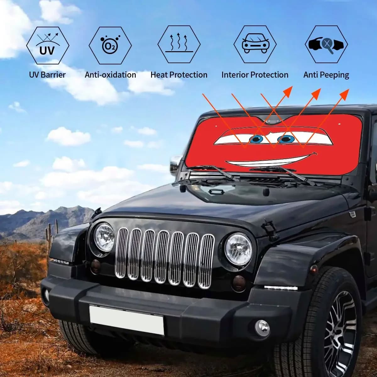 Saetta Auto McQueen Eyes Sally Parabrezza Parasole Copertura Universale Blocco Anteriore Finestra 76x140 cm Auto Parasole Protezione UV
