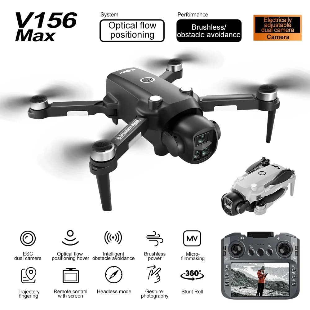 V156 Max Drone Professionale HD Doppia Fotocamera Dron Motore Brushless 5G WIFI FPV Pieghevole RC Quadcopter Elicottero Giocattoli