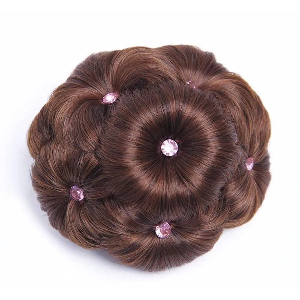 Fashion Wig Synthesis Curly Chignon 9 Flowers Elastic Hair Extension Clip Donut Hairpiece Hair Clips