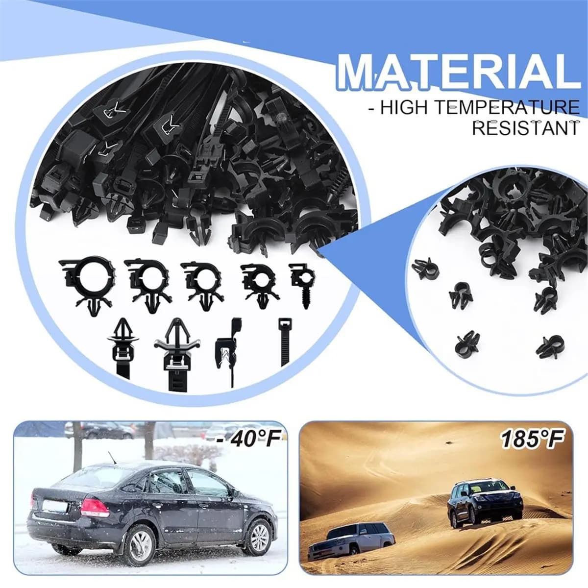 Budget-Friendly-200pcs Car Wire Routing Clips Push Mount Cable Tie Assortment 15 Sizes Car Harness Routing Clips