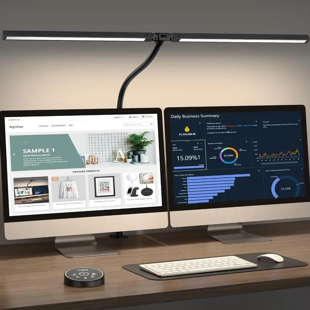 Lampada da Scrivania LED Pzloz per Ufficio e Casa - Lampada Architettonica con Morsetto per Monitor, Luce Intelligente per Lavoro sul Computer: 24W, 5 Colori