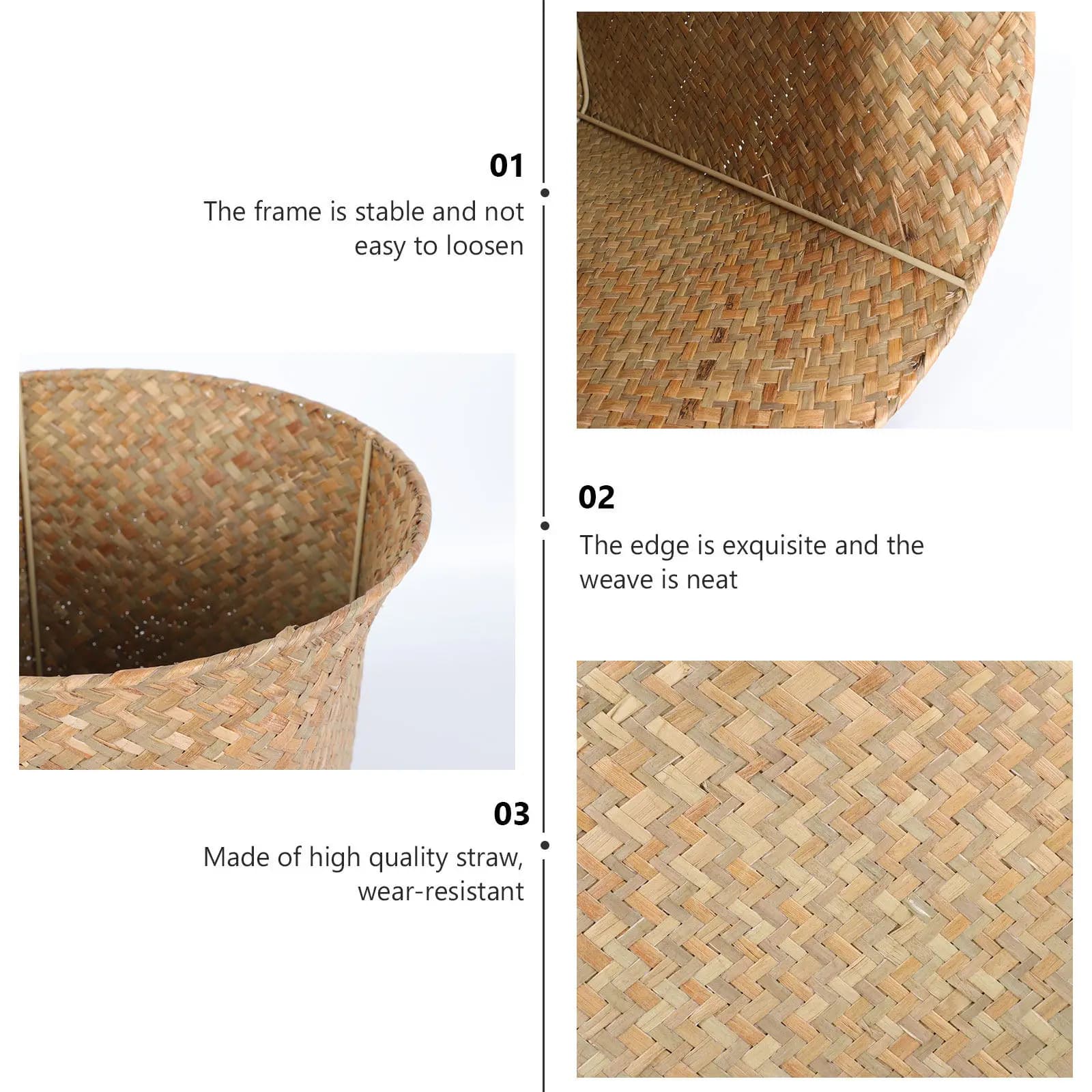 Cestino Intrecciato Rotondo in Stile Rustico, Contenitore Decorativo Creativo per Rifiuti, Ideale per Cameretta, Bagno, Studio, Ufficio