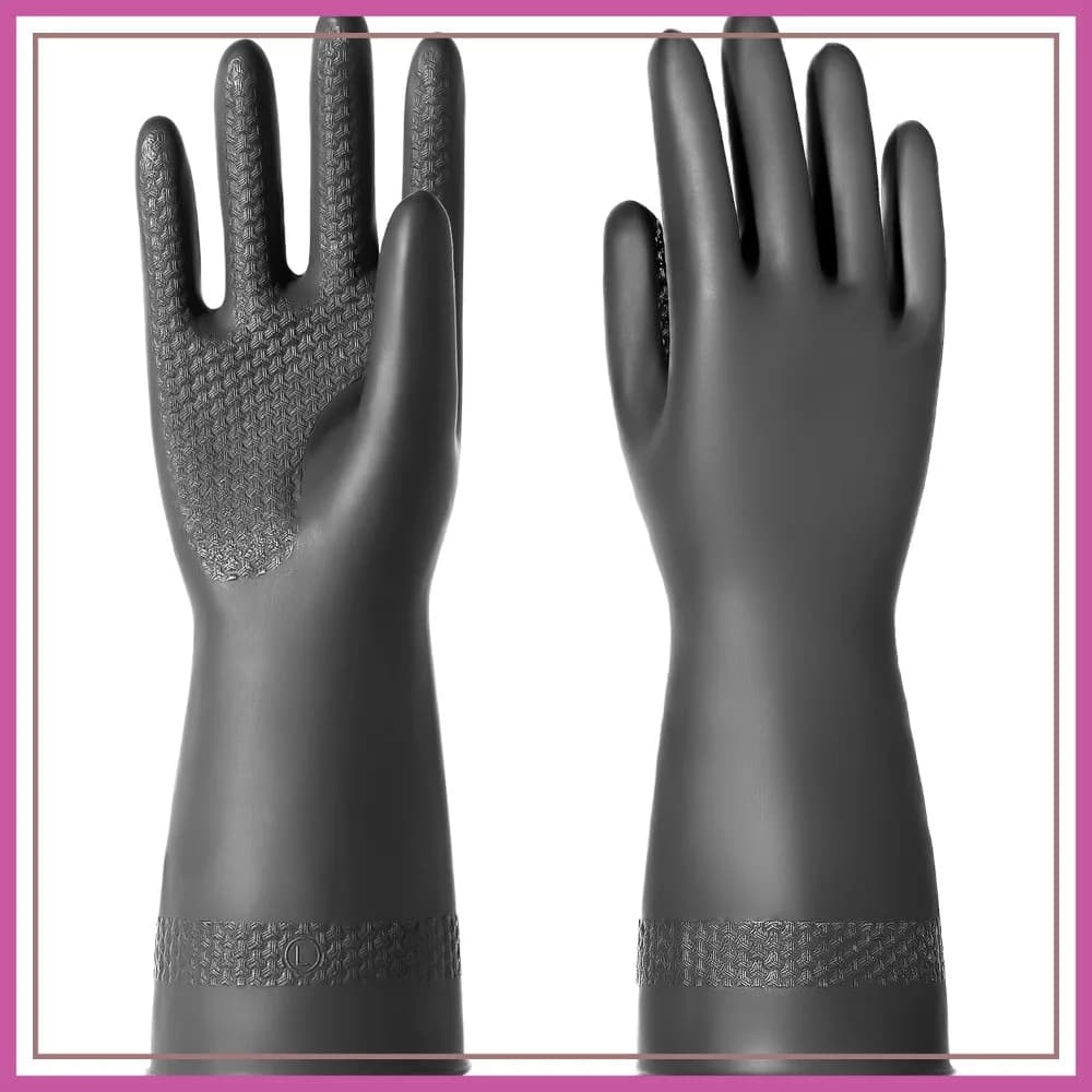 Guanti in Lattice Resistenti agli Agenti Chimici, Guanti da Lavoro di Sicurezza per Pulizie, Neri, 1 Paio, S-M-L-XL