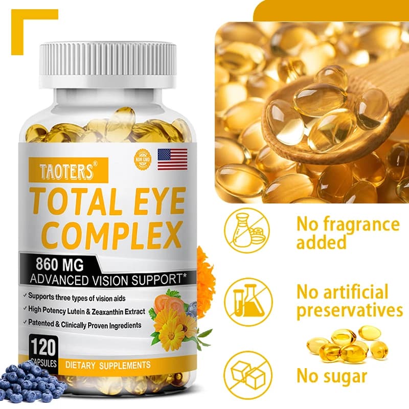 Capsules for lutein eyes 860 mg - Contains zeaxanthin, blueberry extract and vitamin A-Supplement of vitamins for the eyes to promote health of the sight