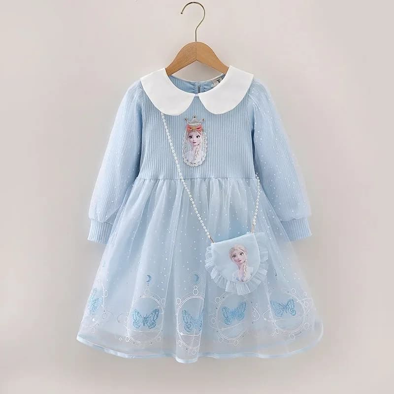 Nuovo Disney Elsa Principessa Vestito Neonate Vestono Bambini Vestito Da Partito a maniche lunghe Per I Bambini Frozen Abito Da Sera Formale 3-8Y