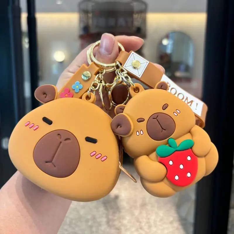 Portachiavi portamonete in silicone Winsome Cartoon Capybara, custodia per auricolari, montaggio per auto, regali perfetti per bambini