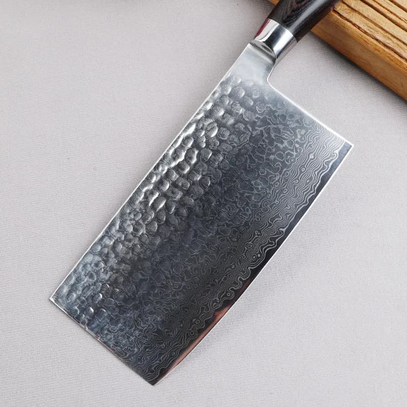 7 Inch Chinese cook knife Damascus steel blade Wooden handle Vegetable slicer Mannaia Meat forged kitchen knife handmade Messer