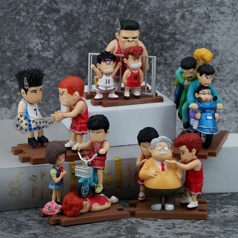 5 pz/set 8-10cm SLAM DUNK Q versione decorazione statua giocatore di basket in PVC giocattoli da collezione