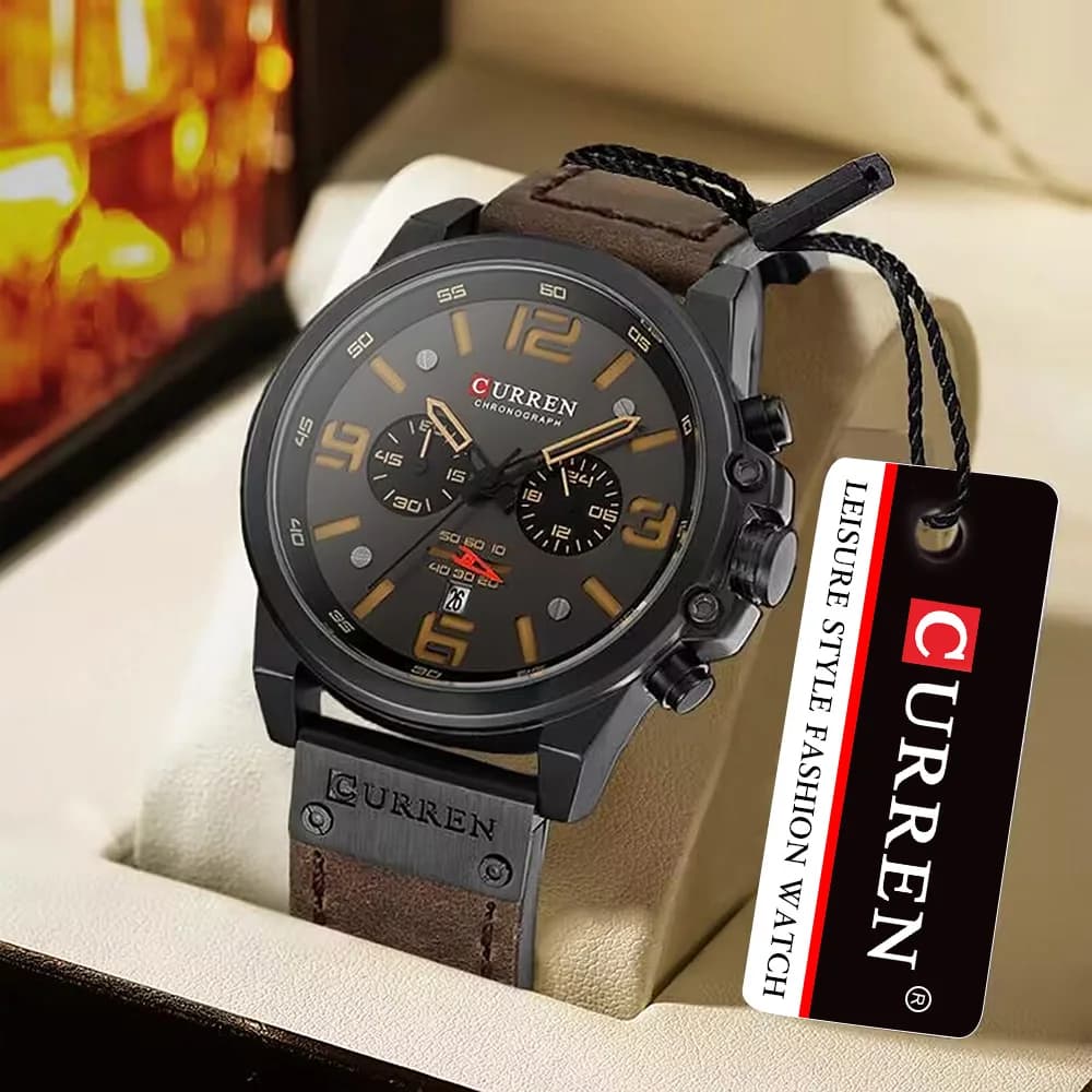 CURREN 8314 Luxury Fashion Leather Quartz Men's Watch from Best Brands Data Business Sport Chronograph Calendar Men's Watch Montre Homme