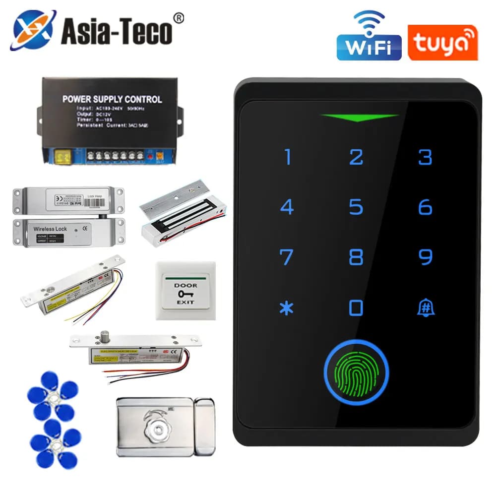 Tuya WIFI Kit di controllo accessi per impronte digitali Protezione di sicurezza Tastiera esterna impermeabile Apriporta Serratura elettronica digitale Rfid