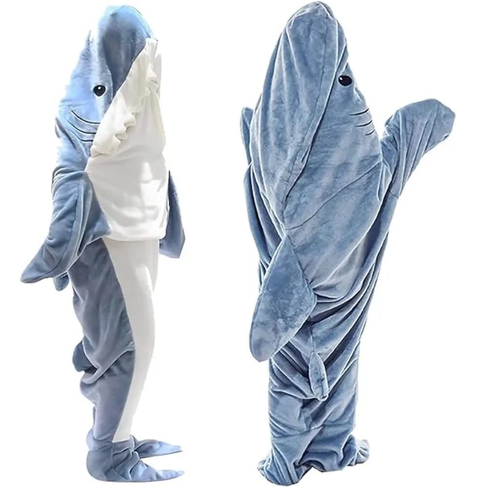 Shark Sleeping Bag Ultra Soft Flannel Hooded Pajama Whale Sleeping Bag Loose One-piece Camping Sleeping Bag