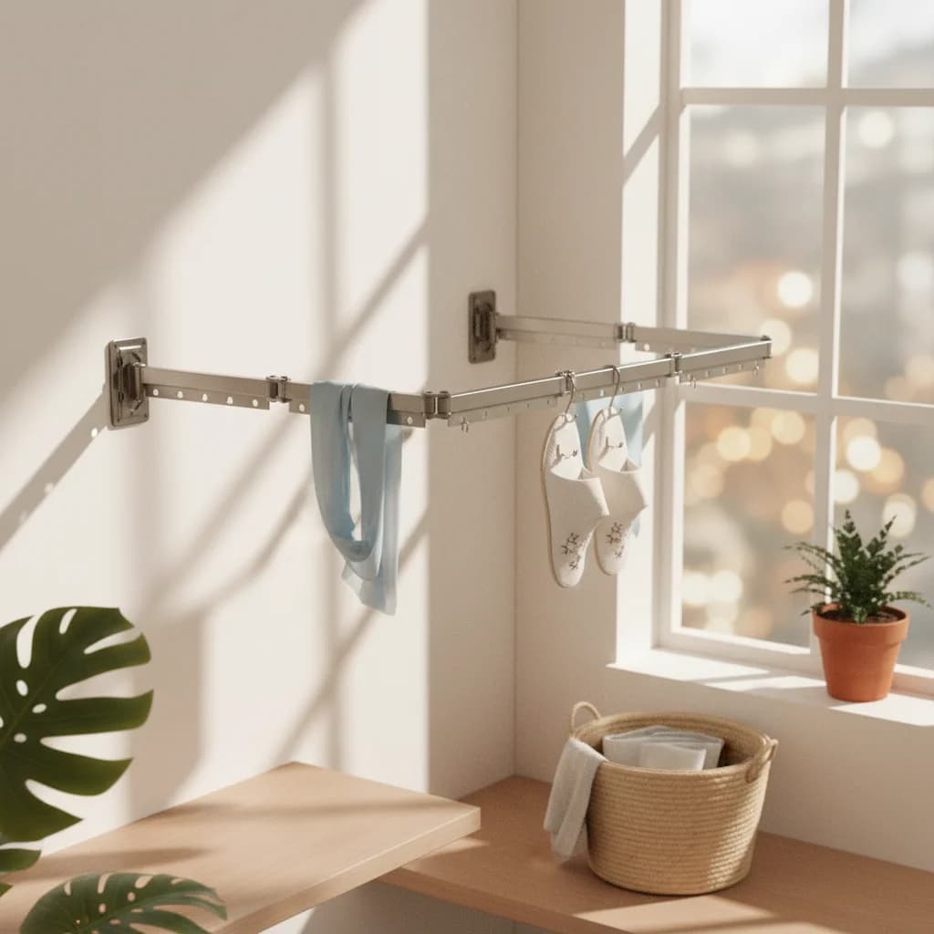 Wall Hanger with Folding Arm Collapsible Wall-Mounted Clothes Rack Garment Rack Easy to Install Rust Resistant for Laundry Room