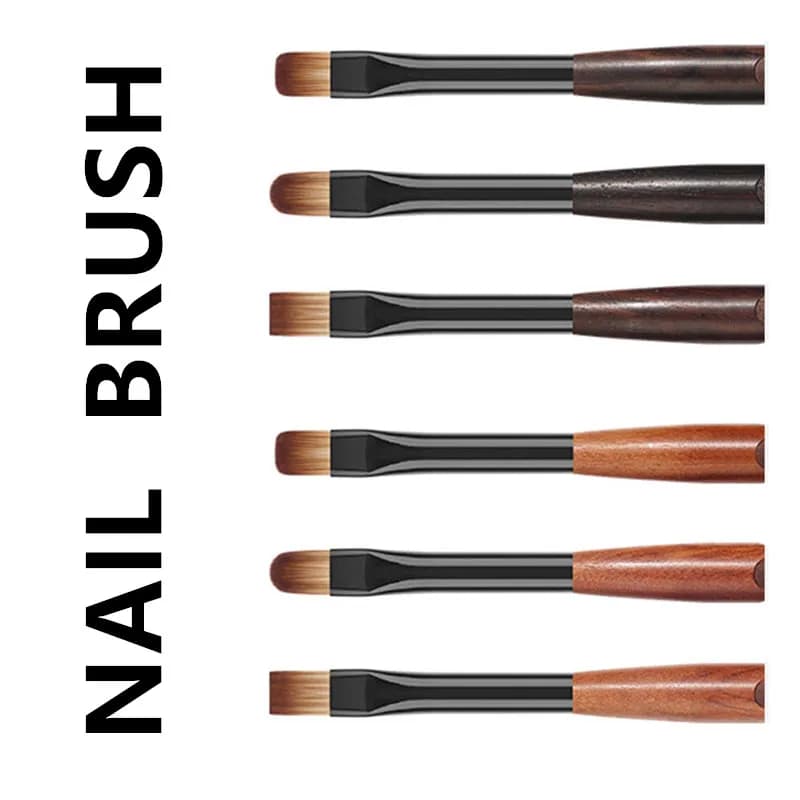 Pennello per Unghie in Acrilico 1/6 Pezzi per Manicure con Polvere, Pennelli Rotondi con Manico in Legno per Gel Builder