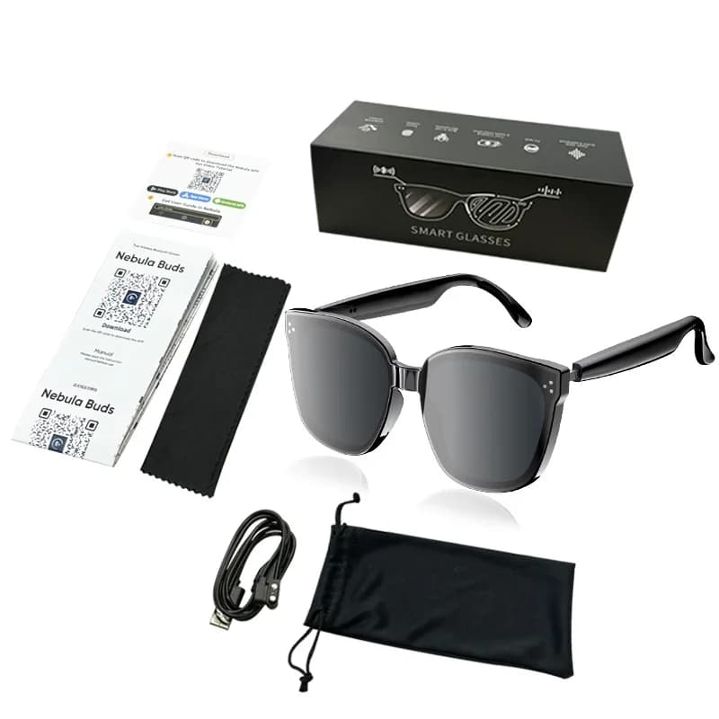 Intelligent Sunglasses with AI Translation, Filtering Polarized Lenses, Audio, Microphone and Integrated Speakers, Vocal Assistant and Touch