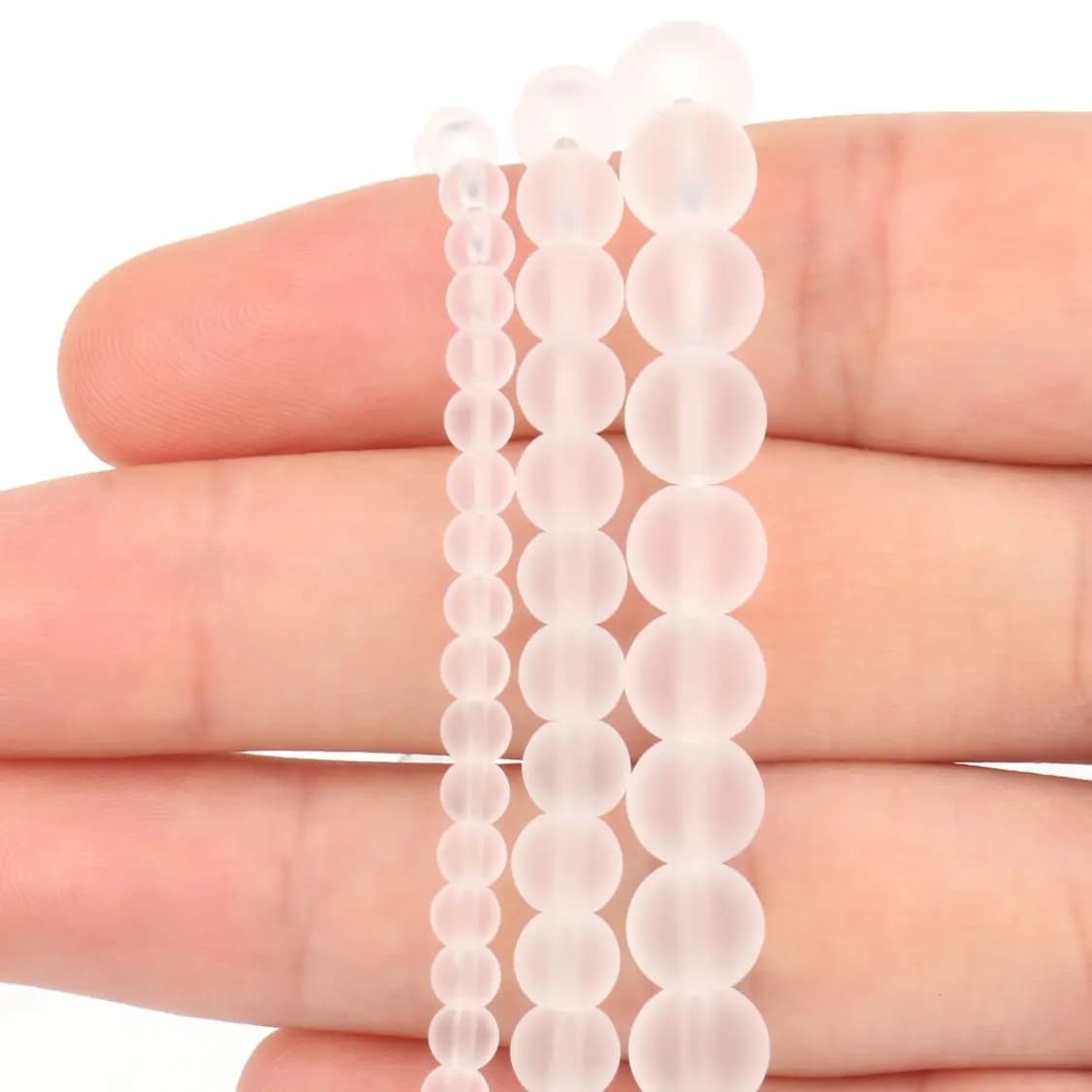 Perline di vetro rotonde di cristallo austriaco satinato trasparente all'ingrosso Perline sfuse opache naturali per la creazione di gioielli Bracciale fai da te 2-8MM