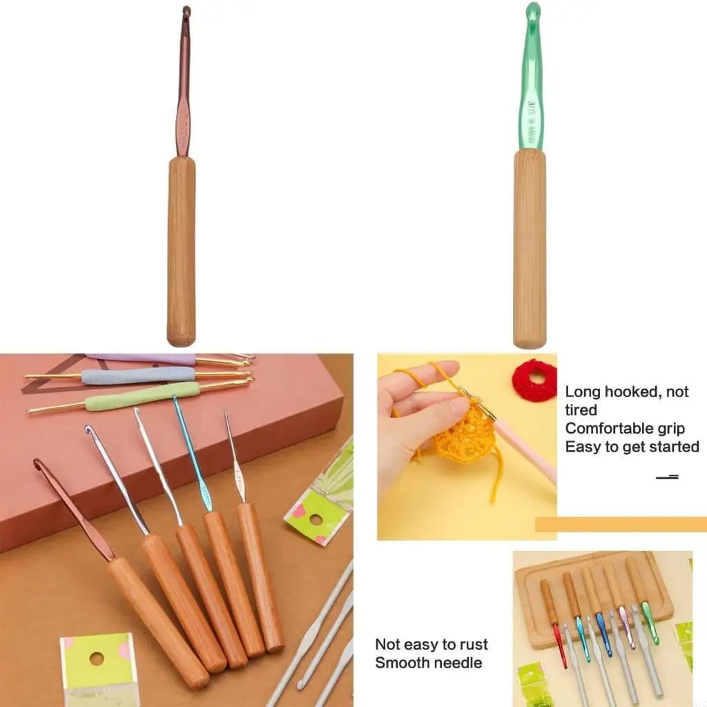 Uncinetto ergonomico con manico in legno Uncinetto tunisino per lavori a maglia intrecciati X3UC