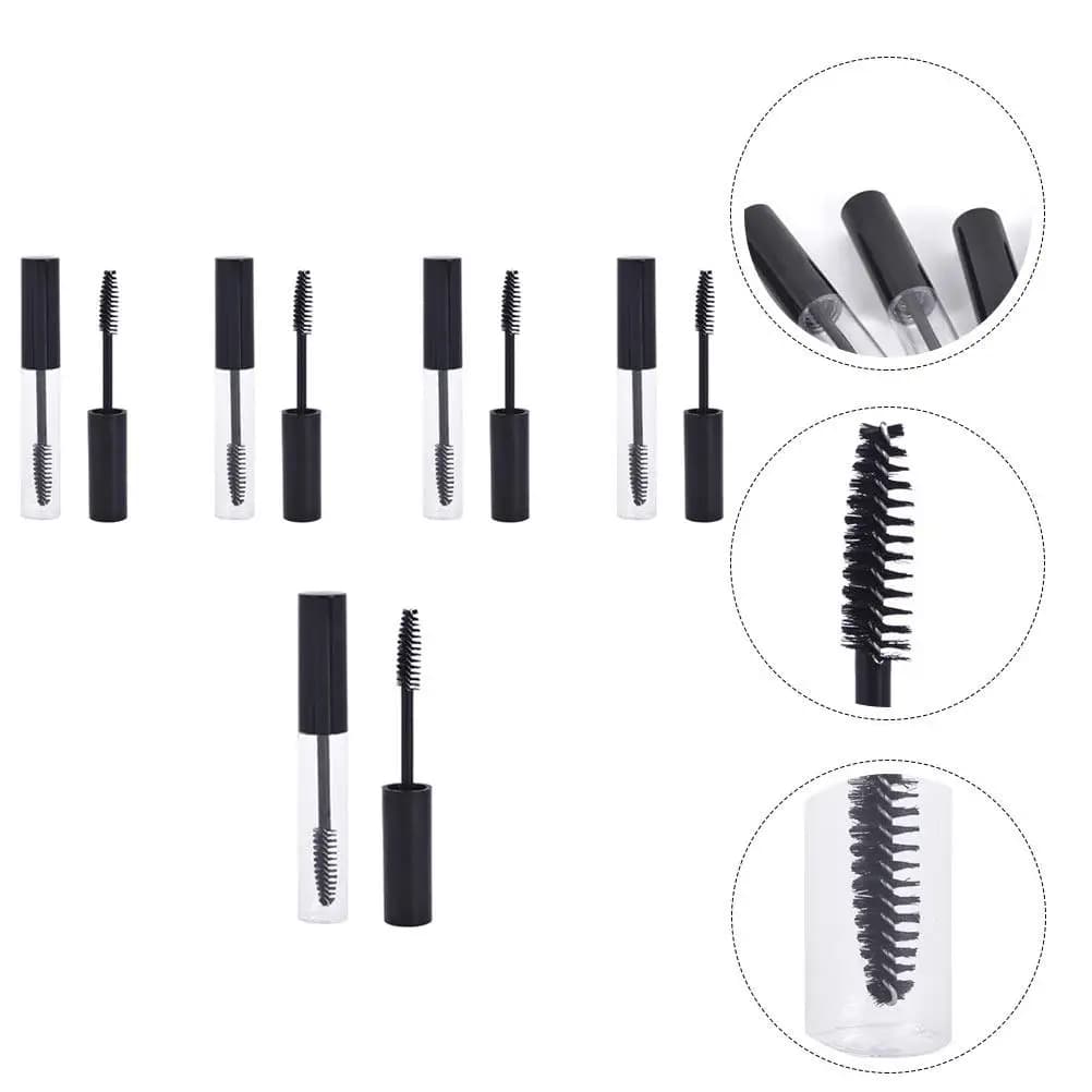 5 flaconi vuoti per mascara, portatili, ricaricabili, piccoli contenitori in plastica sicura per liquido per la crescita delle ciglia, per uso in viaggio