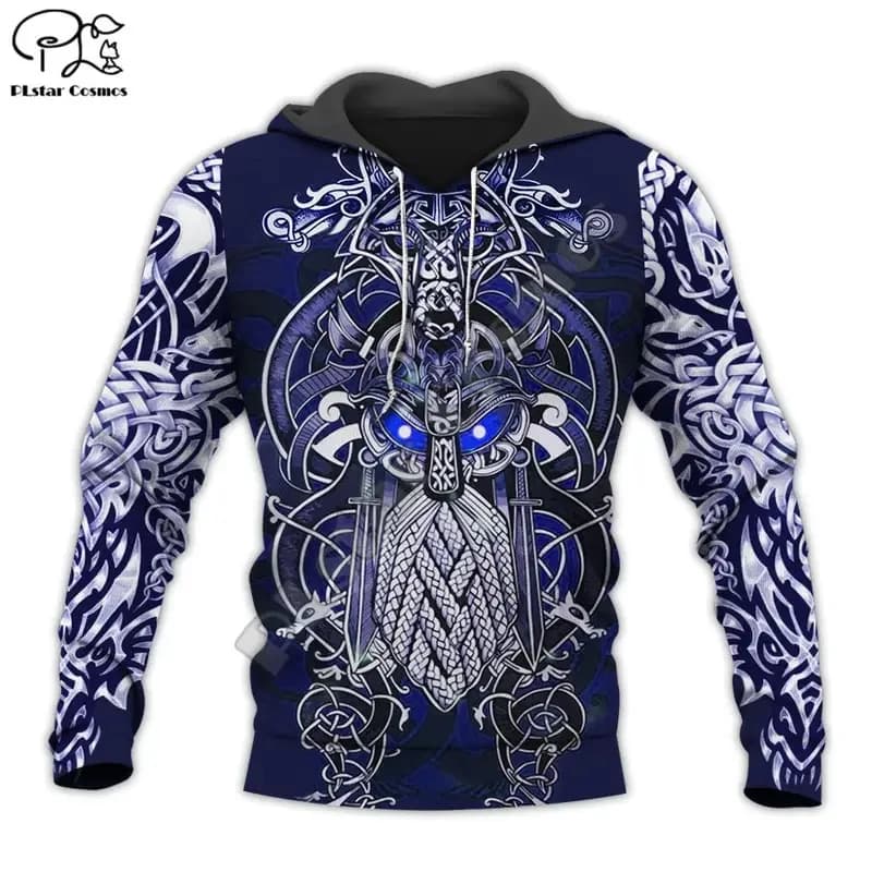 PLstar Cosmos Valhalla God Odin Warrior Tattoo Vintage NewFashion Tracksuit 3DPrint Harajuku Pullover Casual Jacket Hoodies X1