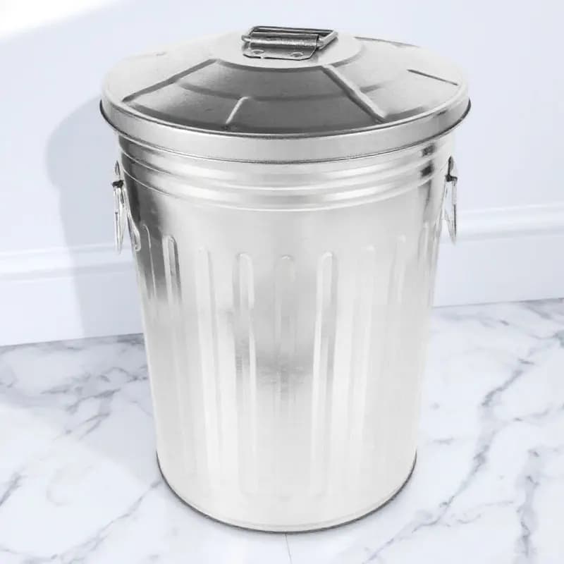 Sturdy Metal Outdoor Garbage Can Corrosion Resistant Large Capacity Trash Holder Waste Basket for Home Office Kitchen Bedroom