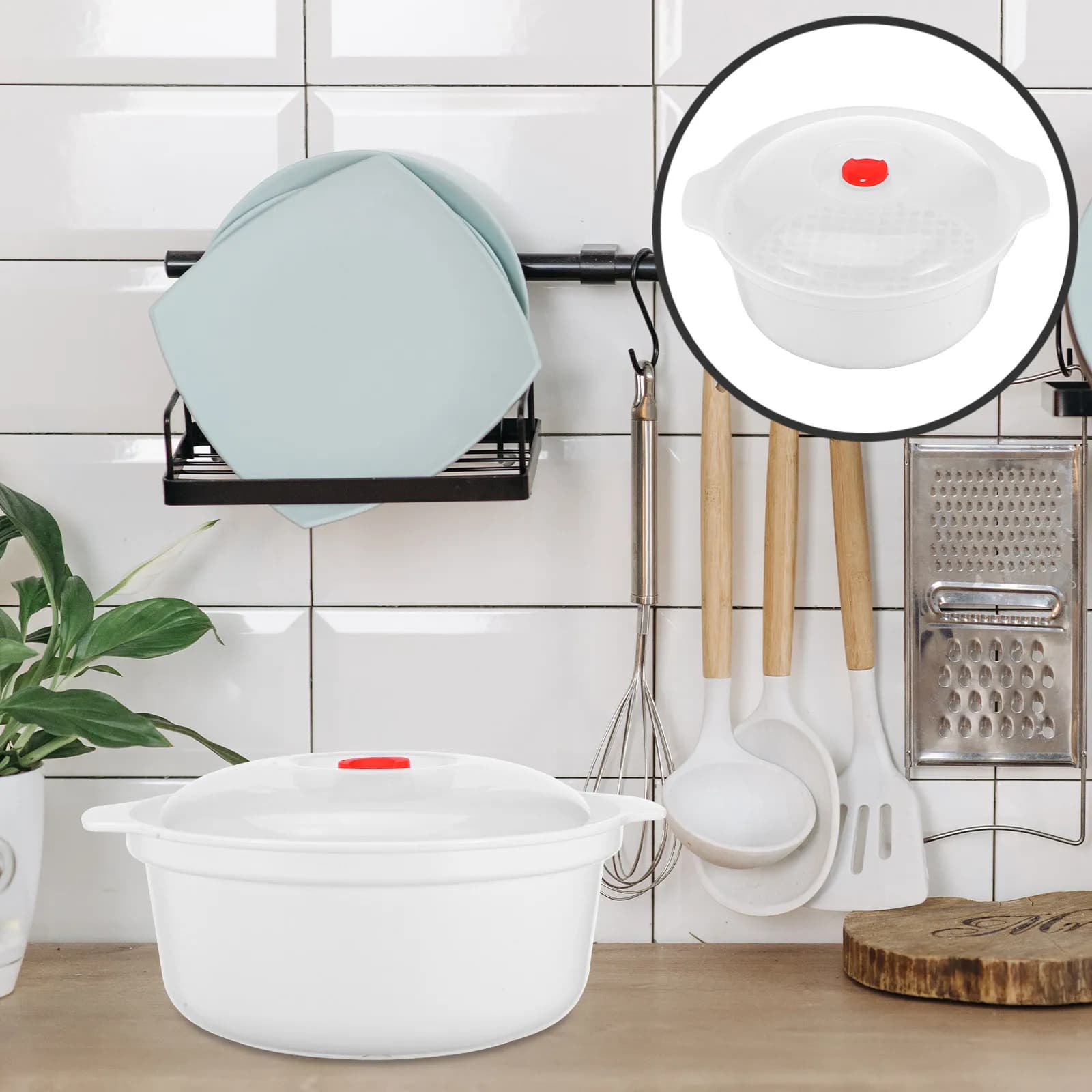Contenitore per Alimenti in Plastica Leggero e Riutilizzabile per Microonde, per Riso, Zuppa, Verdure, Cottura a Vapore, Lunch Box