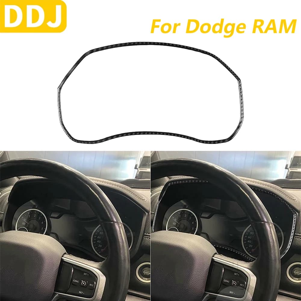 For Dodge RAM 1500 2500 3500 2019-2023 Real Carbon Fiber Dashboard Tachymeter Surround Trim Cover Panel Accessories Auto Adhesive