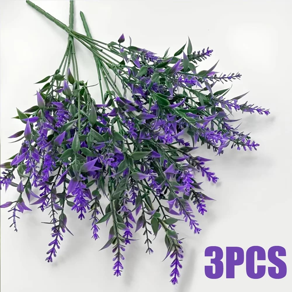 3pcs Artificial Flower Simulation Plant Lavender Plastic Home Garden Decoration Bridal Bouquet Photography Props Fake Flower