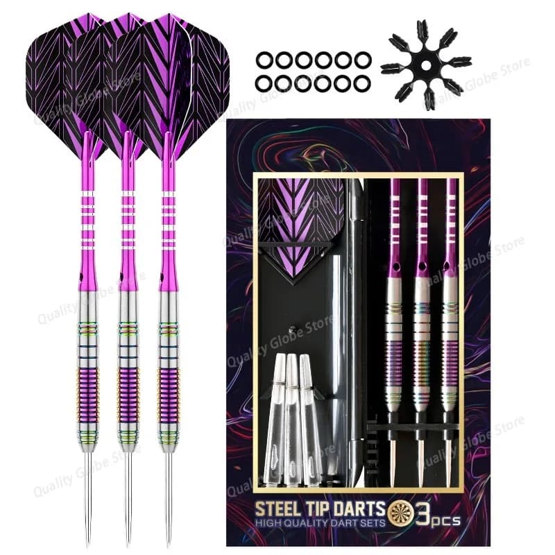 Set di freccette in acciaio al tungsteno da competizione con custodia Set di punte in metallo per freccette con 3 aste in alluminio