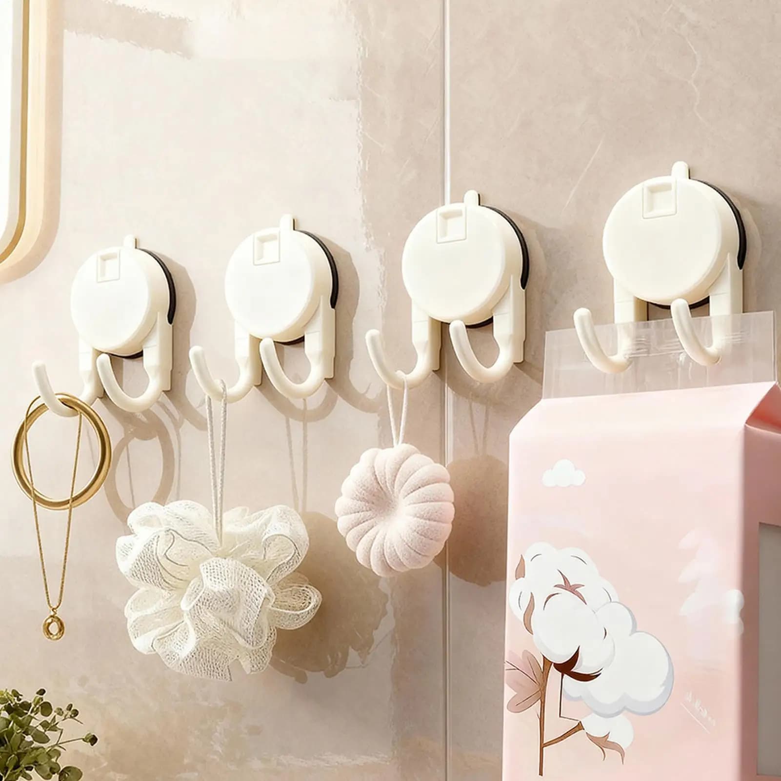 Ganci per Doccia con Ventosa Retrattili Riutilizzabili Appendiabiti Rimovibile Ganci per Asciugamani per Casa Cucina Bagno Porta in Vetro