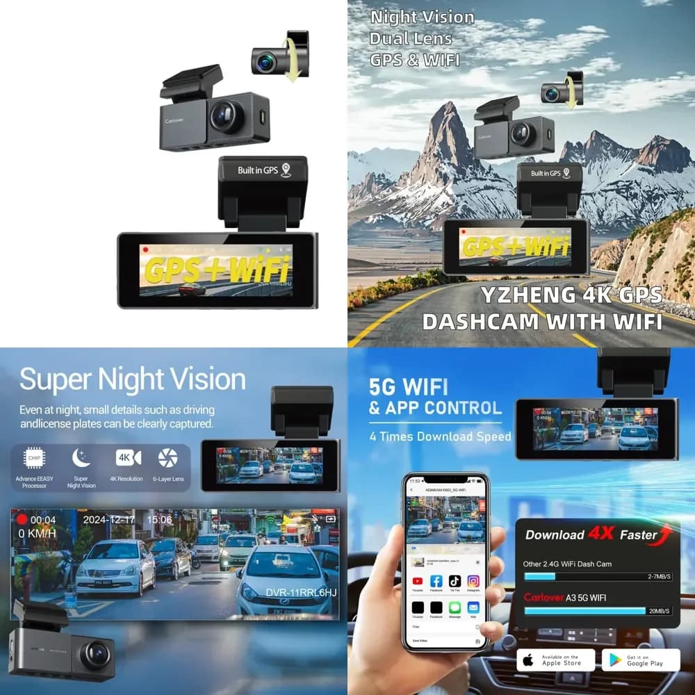 4K+2K Dual Lens Dashcam 5G WIFI Car Video Recorder Dash Cam Front 4K and Rear 2k Night Vision Car
