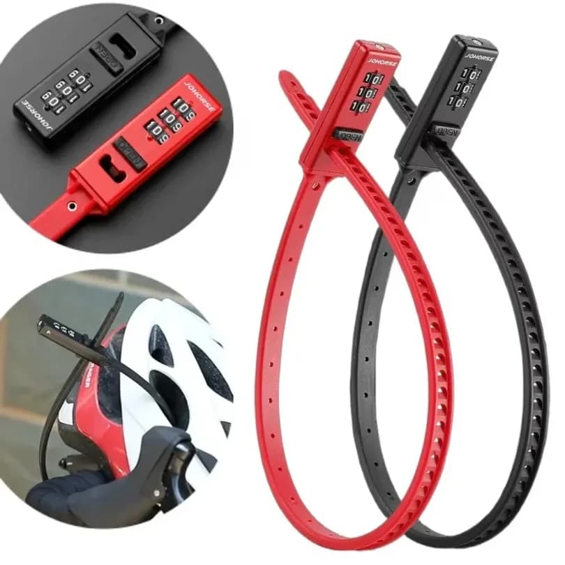 Bicycle Helmet Lock with 3 Cipher Password, Multipurpose Anti-theft with Stainless Steel Cable, Ultralight and Laptop for MTB, Road Bike and Scooter