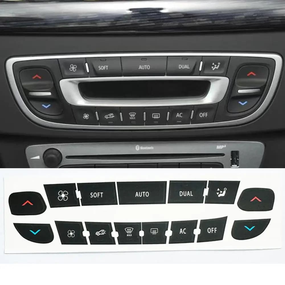 1 set Air Conditioning Control Panel Button Repair Sticker for Renault Megane/ Master/ Scen