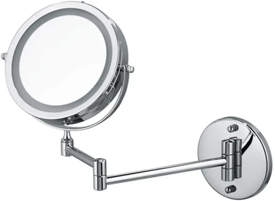 Vanity Mirrors Folding Vanity Lamp Makeup Wall Mounted LED Illuminated 5X Magnifying Concealed Install Simply