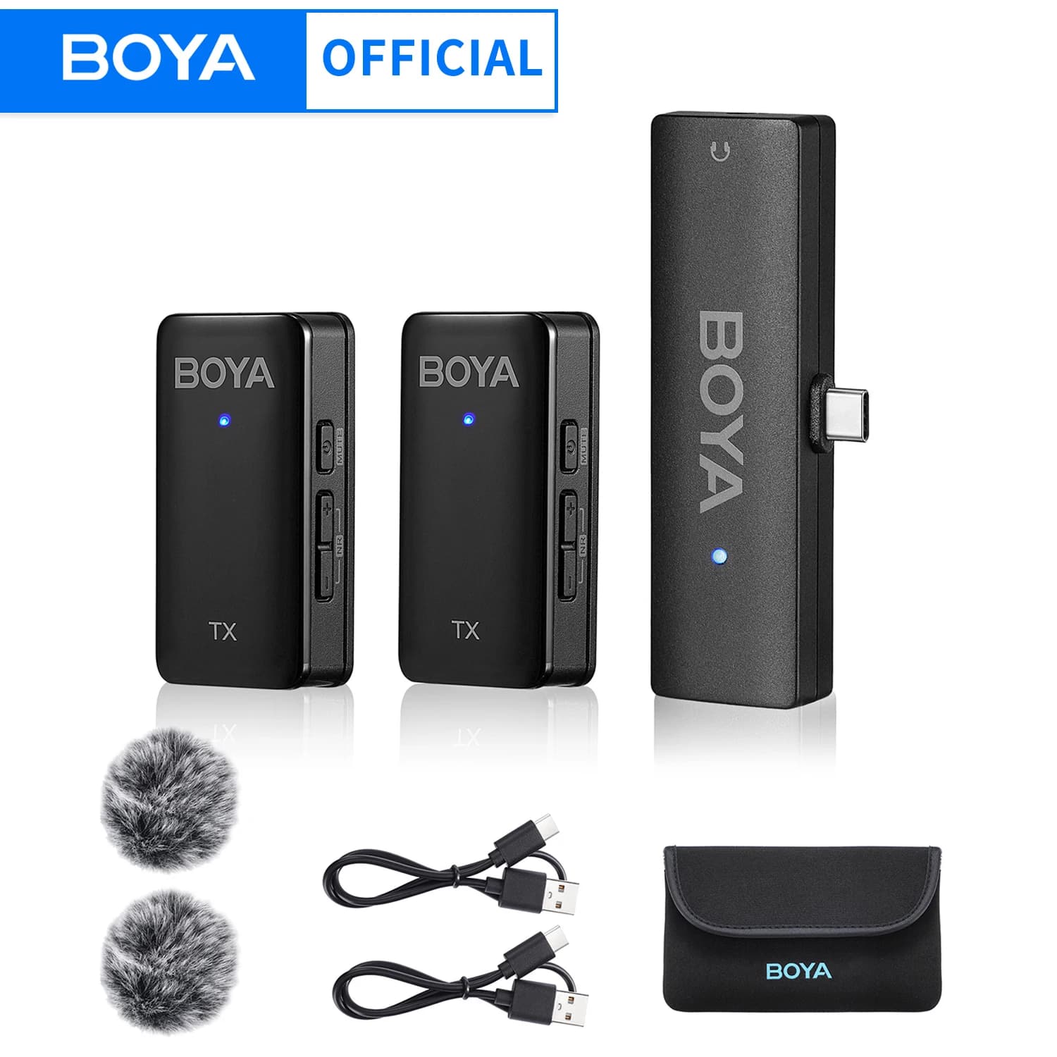 BOYA BY-WMic5 Microfono lavalier wireless da bavero per iPhone 16/14 Telefono Android Registrazione fotocamera Vlog Streaming live YouTube