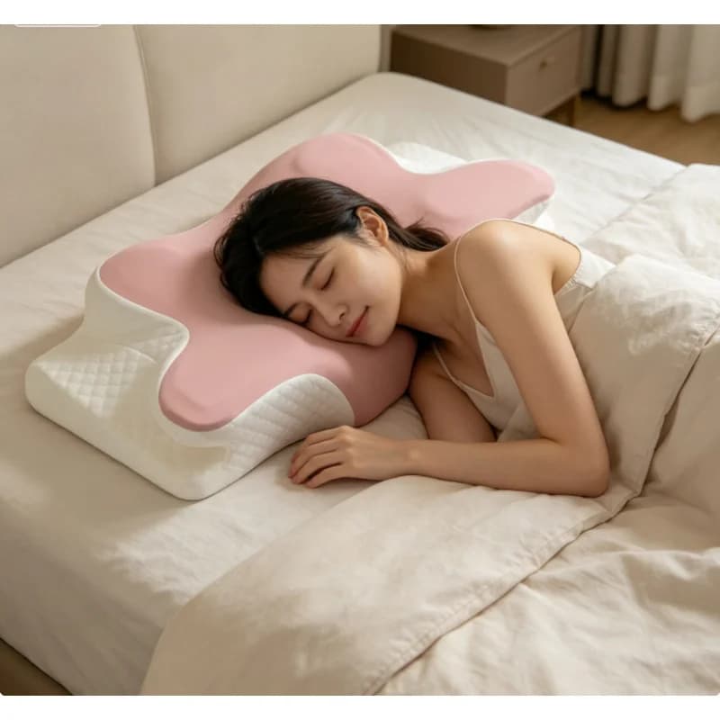 Cuscino Estivo Rinfrescante in Memory Foam, Cuscino Ergonomico a Farfalla per il Collo, Cuscino per la Cura Cervicale a Lento Ritorno