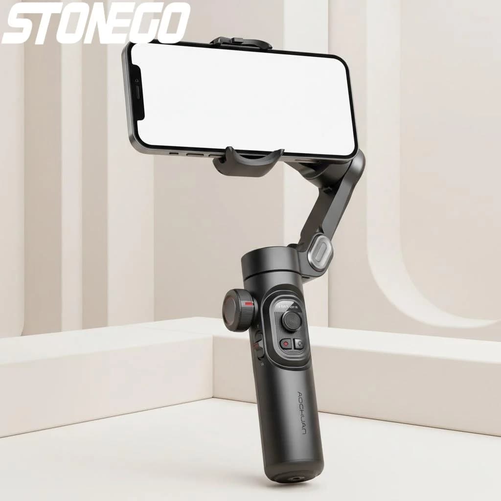 Stabilizzatore Gimbal a 3 Assi per Cellulare con Funzione Anti-vibrazione e Tracciamento del Viso per Selfie Stick e Fotografia