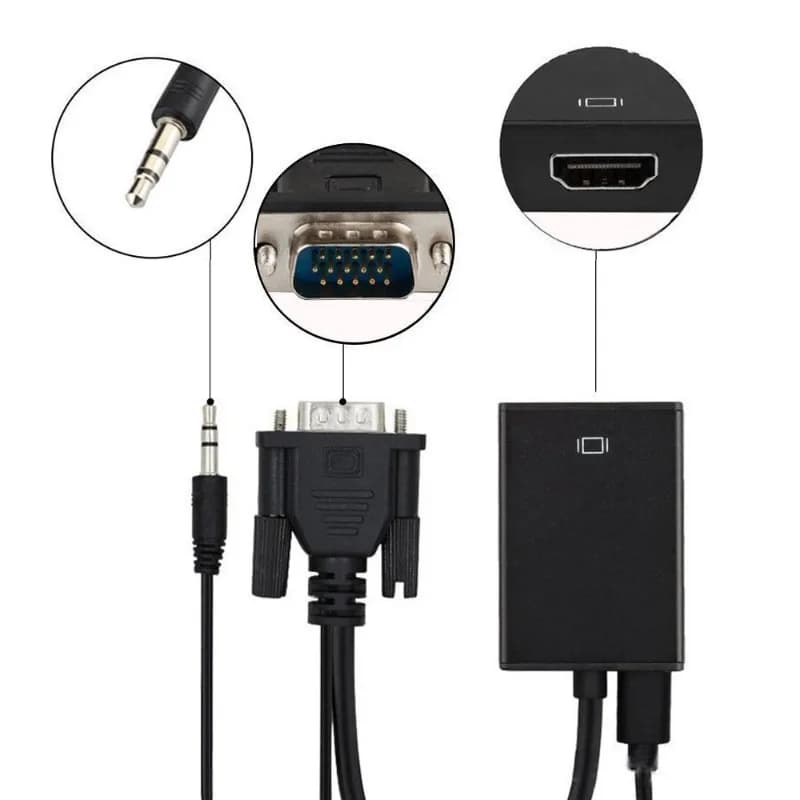 VGA compatible converter cable to HDMI male-female high definition 1080P Full HD with audio output