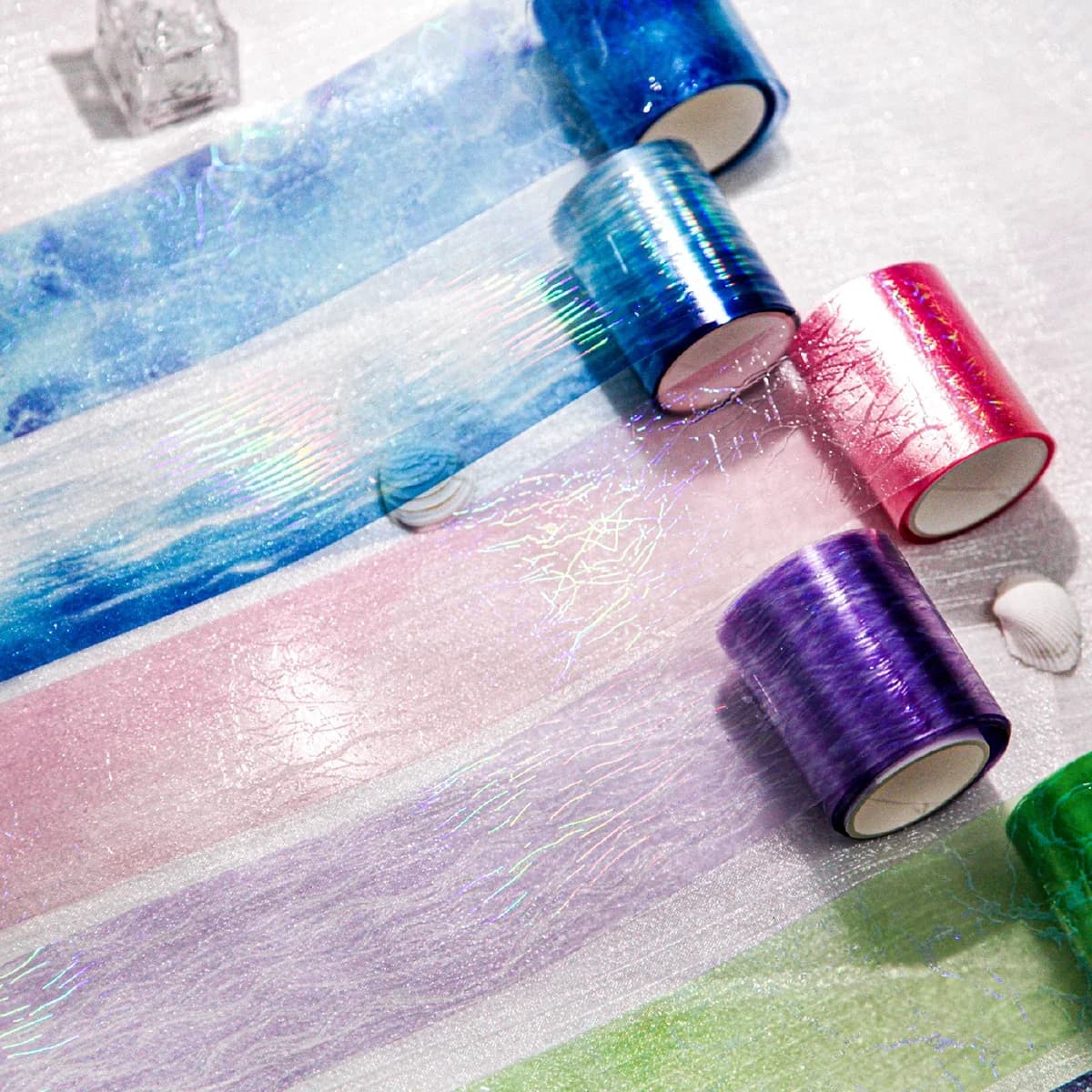 1 Rotolo di Nastro Washi Beige con Onde Marine UV, Decorazione Creativa Fai-da-Te per Diari, Scrapbook, Quaderni