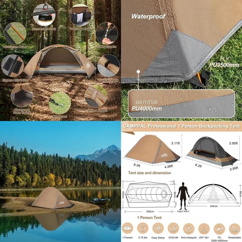 Tenda da backpacking 4 stagioni: antivento, impermeabile e resistente alla pioggia per campeggio, escursionismo e caccia