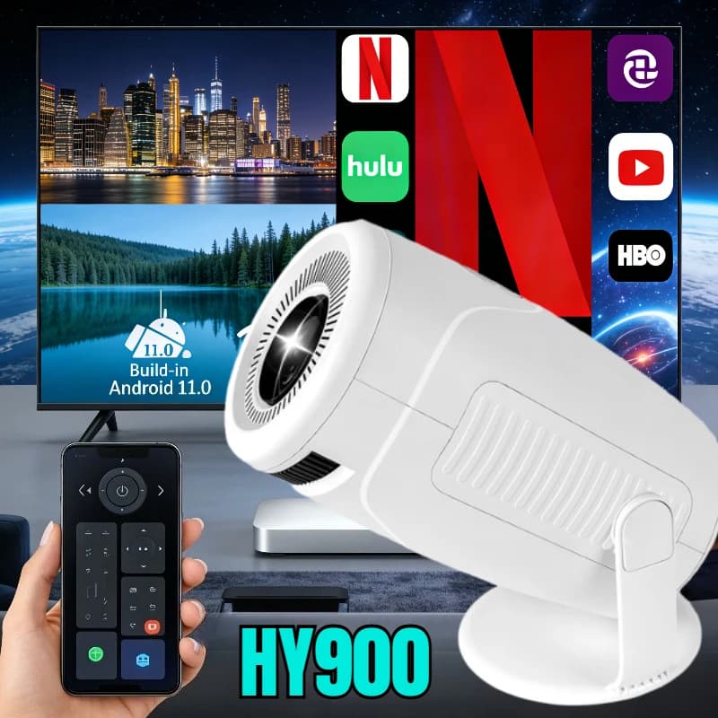 Proiettore HY900 con Decodifica 4K e Doppio Wi-Fi 6, Nuovo 290ANSI Allwinner BT5.0, Perfetto per Home Cinema e Intrattenimento all'Aperto