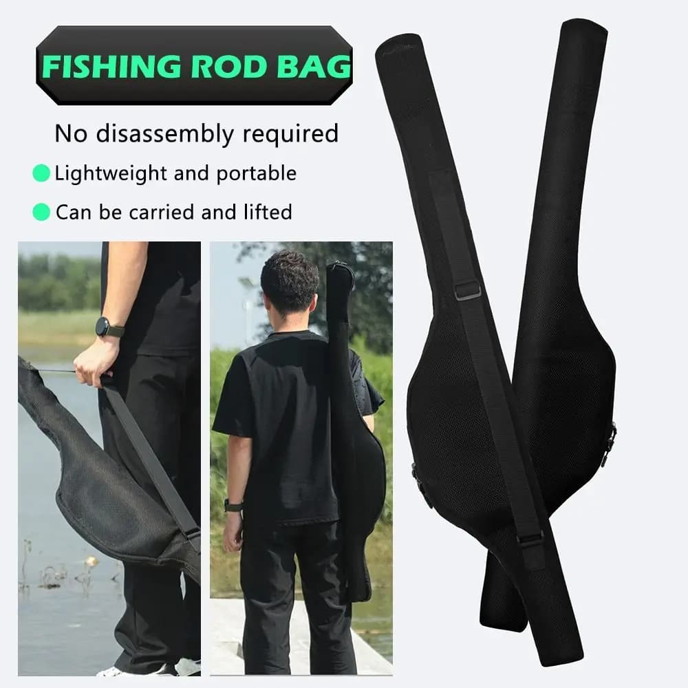 New Wallet Bag Black Fishing Cane with Shoulder Strap, Cane Case and Mulinello 120/130CM