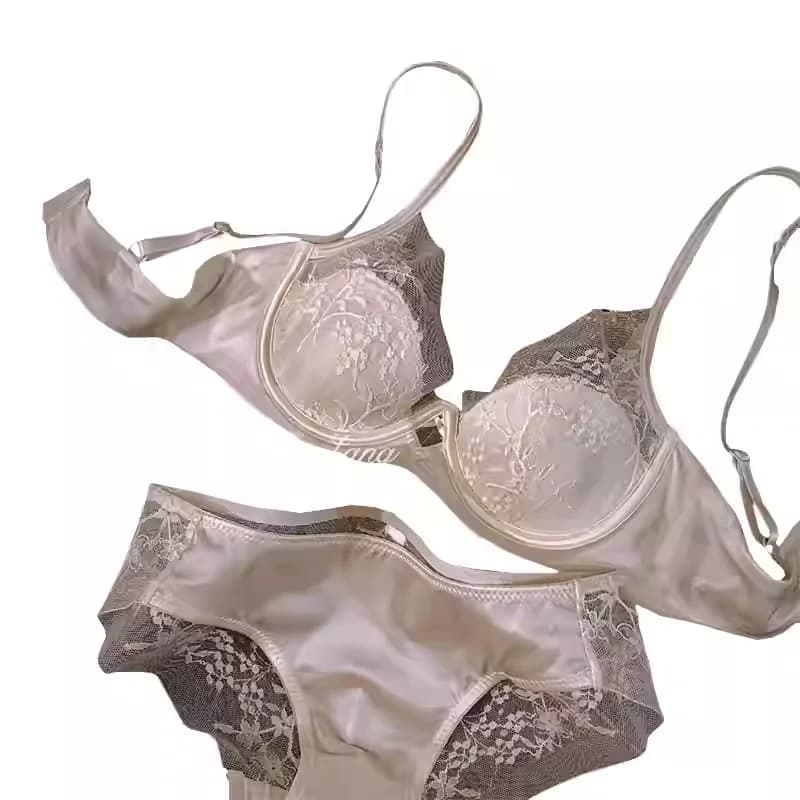 Completo reggiseno in pizzo francese estivo da donna, senza ferretto, con supporto liftante, effetto push-up per seno piccolo, anti-cedimento, morbido e confortevole