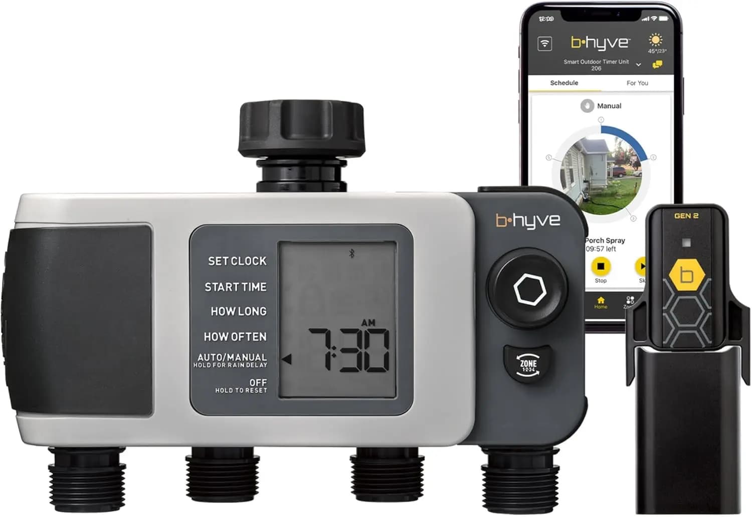Timer Wi-Fi Intelligente per Irrigazione con 4 Porte, Sistema Automatico di Irrigazione per Giardino
