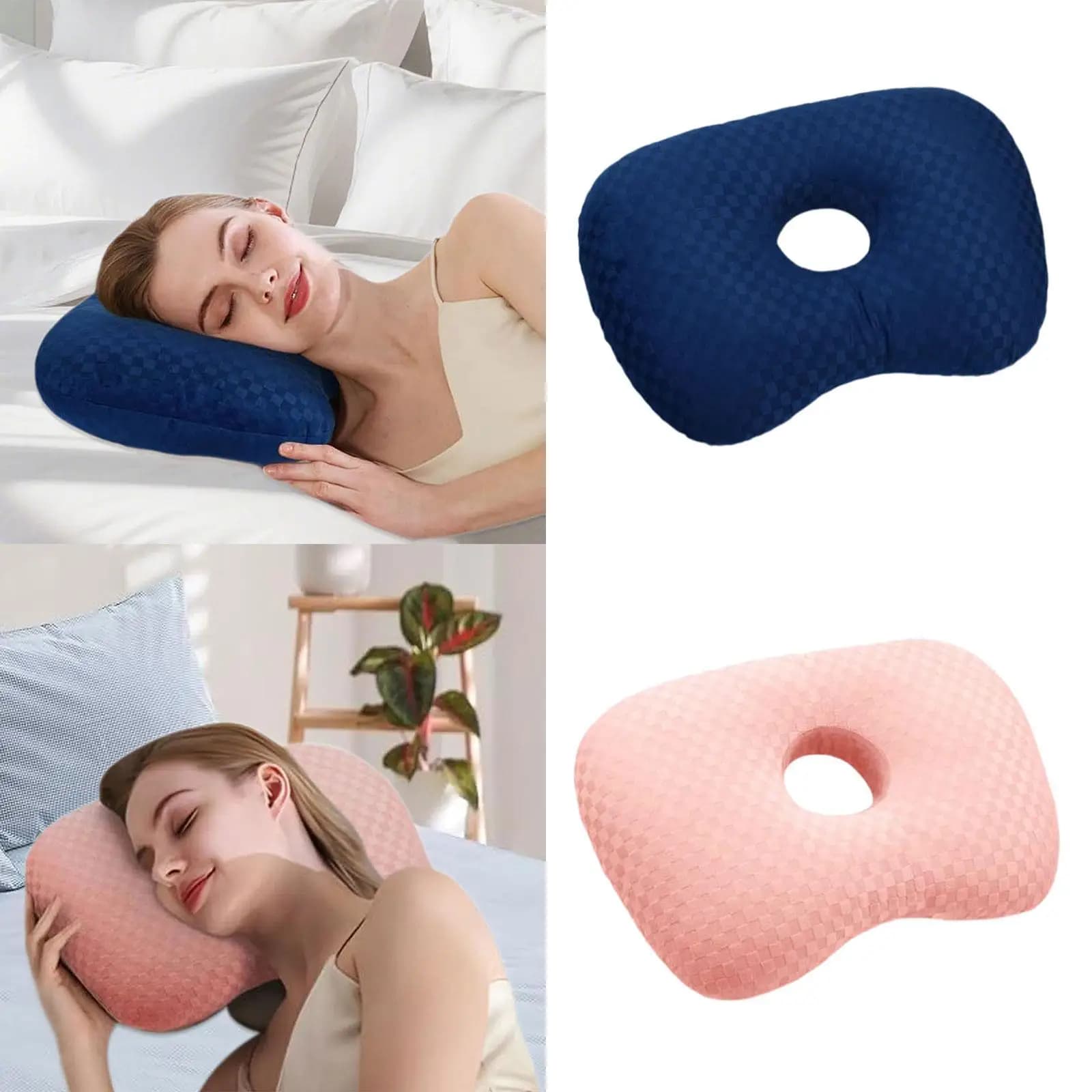 Cuscino Protettivo in Velluto e Cotone PP per Dormire su un Lato, Supporto Morbido per Orecchie, Ideale per Camera da Letto, Ufficio e Viaggi