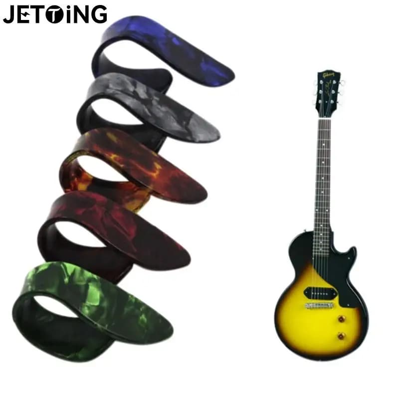 2 pezzi celluloide Finger Thumb plettri per chitarra che suonano plettri per chitarra accessori per chitarra colori casuali