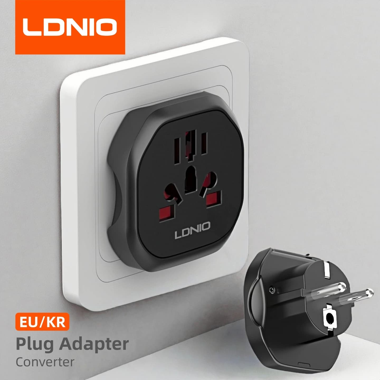 LDNIO Korea EU Plug Adapter Converter Travel Adapter 2500 W High quality universal AU US UK CN to EU KR 4.8 mm wall socket