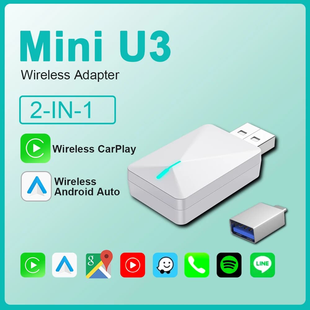BYLITU Mini Wireless CarPlay e Android Auto Adattatore Plug And play supporta l'aggiornamento online OTA Bluetooth WiFi Collegamento automatico